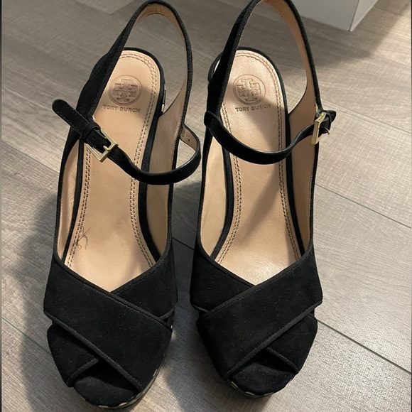 Tory Burch Black Polka Dot Wedges Platform Sandals - Picture 5 of 5